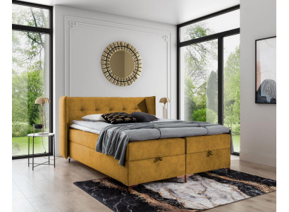 Bett 160x200cm Luxus Design Miwwelen Schlofzëmmer Boxspringbett Duebel Neit