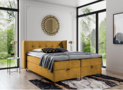 Bett 160x200cm Luxus Design Miwwelen Schlofzëmmer Boxspringbett Duebel Neit