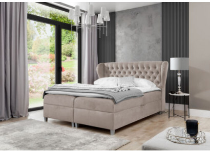 Luxus Duebelbett Chesterfield Schlofkummer Ariichtung Polsterbett Modern Miwwelen