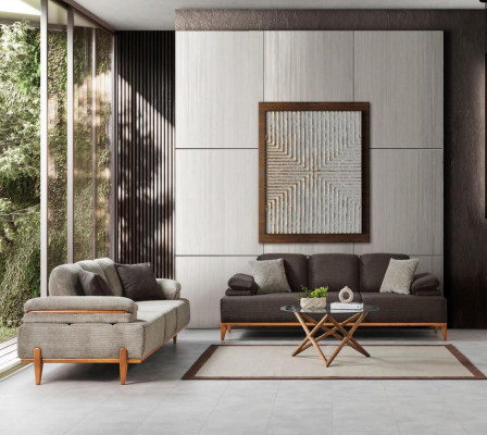 Stilvoll Sofa Garnitur Designer Stoff Sofa Polster Sofas Holzgestell Miwwelen