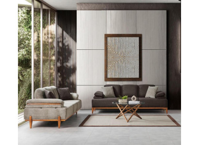 Stilvoll Sofa Garnitur Designer Stoff Sofa Polster Sofas Holzgestell Miwwelen