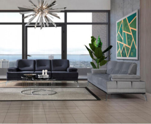 Schwaarz/Grau Sofagarnitur Gepolstert Couchen Designer Drësëtz Couch Set