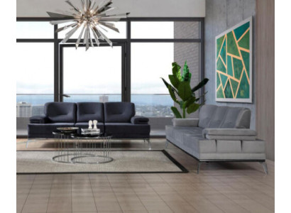 Schwaarz/Grau Sofagarnitur Gepolstert Couchen Designer Drësëtz Couch Set