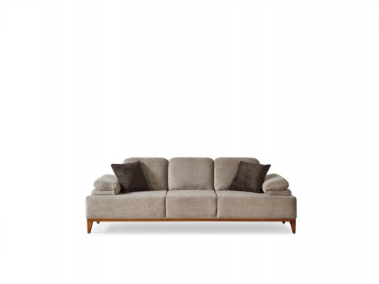 Komplett Braun-Gro Wohnzimmer Sëtzgrupp Polstersoffen Fauteuil 3 Stéck