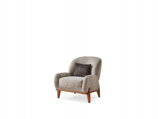 Komplett Braun-Gro Wohnzimmer Sëtzgrupp Polstersoffen Fauteuil 3 Stéck