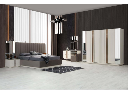 Modern Schlofzëmmer-Set Luxus Bett Kleederschaf Schminktisch 5 Stéck