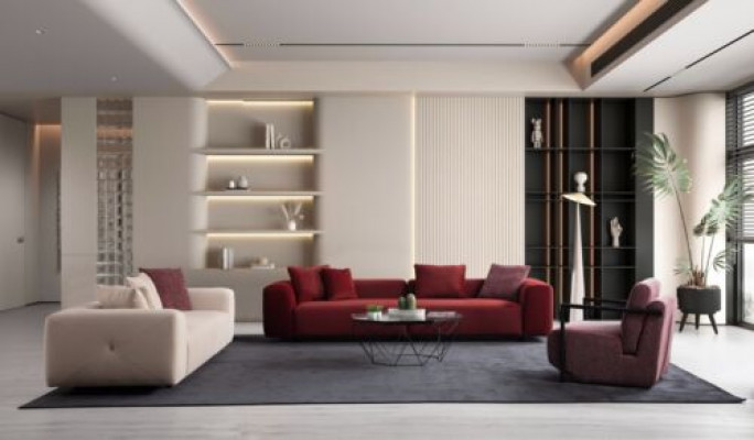 Stilvoll Wunnzëmmer Set Besteet aus Sofagarnitur 4+3+1 Sëtz 3tlg. nei