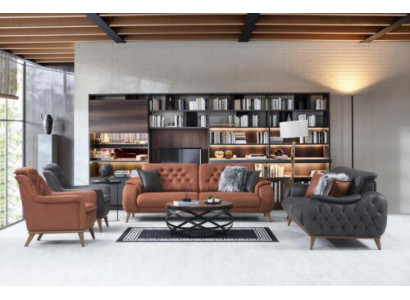 Sëtzgrupp 3+3+1+1 Designer Wunnzëmmer Set Modern vu 4 Stécker nei