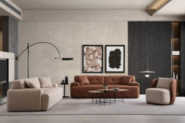 Exklusiv 3-Stéck Wunnzëmmer Set Designer Sofagarnitur 3+3+1 Sëtzer Neierung