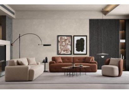 Exklusiv 3-Stéck Wunnzëmmer Set Designer Sofagarnitur 3+3+1 Sëtzer Neierung
