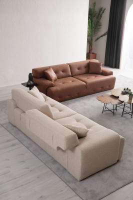Exklusiv 3-Stéck Wunnzëmmer Set Designer Sofagarnitur 3+3+1 Sëtzer Neierung