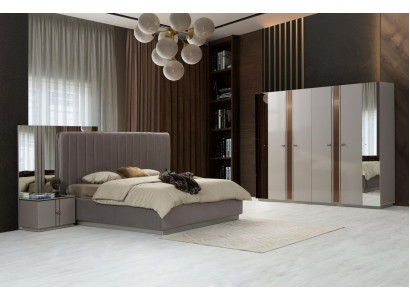 Perfekte Schlofzëmmer Set aus Bett+2x Nuetsdëscher+Kleederaschaf 4tlg.