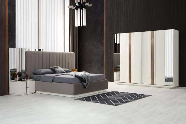 Bett Nopeschdësch Kleederschaf 4-tlg. Schlofzëmmer Set Design Modern
