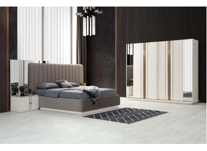 Bett Nopeschdësch Kleederschaf 4-tlg. Schlofzëmmer Set Design Modern