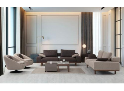 Wunnzëmmer Komplett Sofa Garnitur Dräisëtzer Fotell LuxusCoffeestafel 5-Deel.