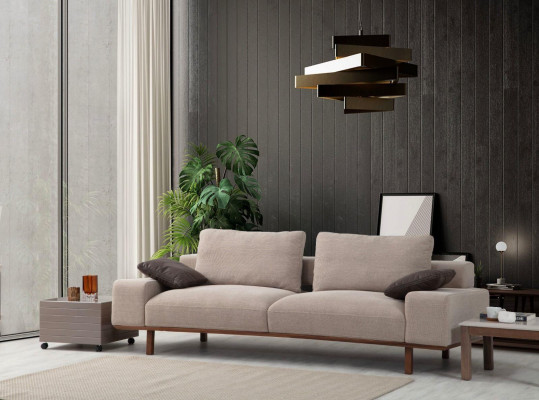 Wunnzëmmer Komplett Sofa Garnitur Dräisëtzer Fotell LuxusCoffeestafel 5-Deel.