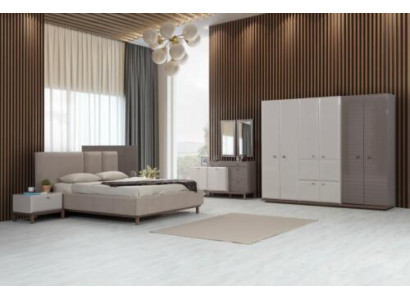 Beige exklusiv Schlofkummer Garnitur, Duebelbett, Nuetskonsolen, Schaf.