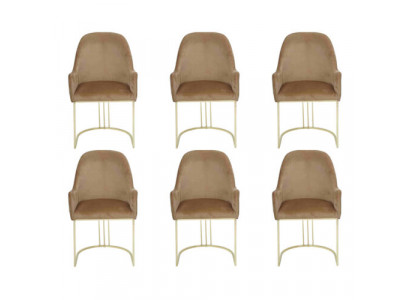 Grupp Set 6x Fauteuil Stull Design Stoff Polster Still Iesszëmmer Textil