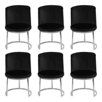 Modern schwaarz Designer 6x Still mat Edelstahl Féiss Iesszëmmerstull