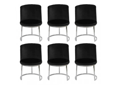 Modern schwaarz Designer 6x Still mat Edelstahl Féiss Iesszëmmerstull