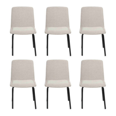 Garnitur Metall Lehn Polster Wäiss Stull Esszëmmer Textil Set 6x Sesselen Stull