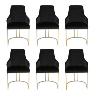 Luxus 6x Still Schwaarz Iesszëmmerstull Designer Miwwelen Modern Still Nei