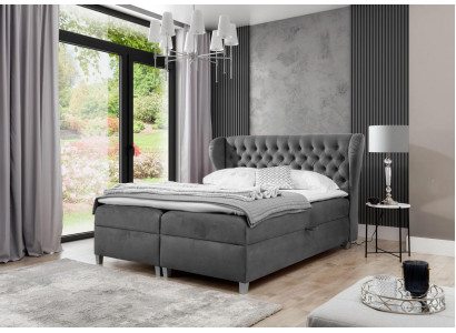 Luxus Design Boxspringbett Schlofzëmmer Gepolstert Bett Modern Miwwelen Chesterfield