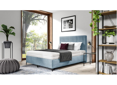 Blo Bett Designer Duebelbett Polsterméiwel Schlofzëmmer Boxspringbett