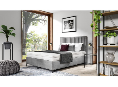 Ariichtung Bett Textil Luxus Design Boxspringbett Schlofzëmmer Holz Duebelbett