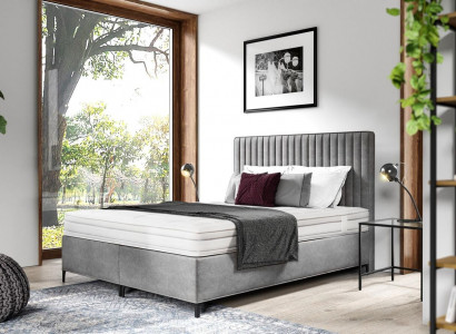 Ariichtung Bett Textil Luxus Design Boxspringbett Schlofzëmmer Holz Duebelbett