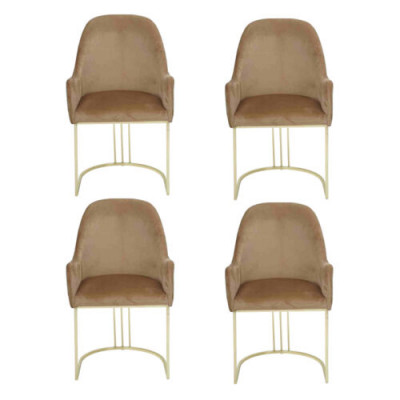 Grupp Set 4x Fauteuil Stull Design Stoff Polster Still Iesszëmmer Textil