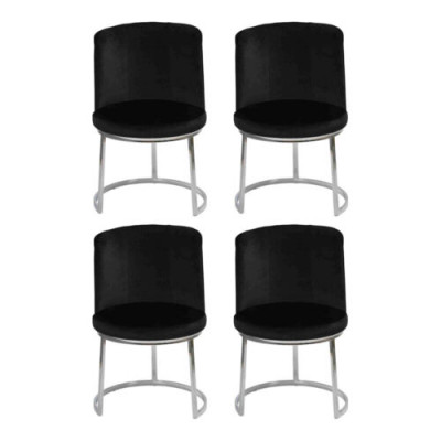 Schwaarz Designer 4x Still mat Edelstol Féiss Modern Iesszëmmer Still