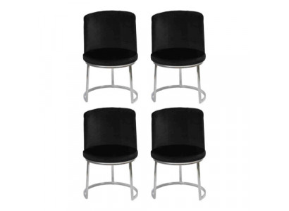 Schwaarz Designer 4x Still mat Edelstol Féiss Modern Iesszëmmer Still