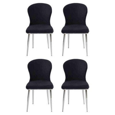 Gruppenset 4x Sesselen Design Stoff Polsterstill Esszëmmer Textil