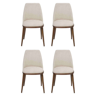 Wäiss Stillset Designer 4x Kichenstillen Luxus Sëtzmiwwelen Holzgestell