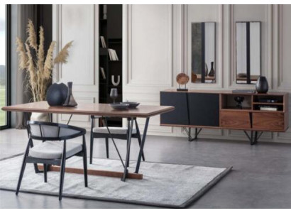 Iesseck Iesszëmmer Iessdësch Set 2tlg Anrichte Iesszëmmerdësch Brong Holz