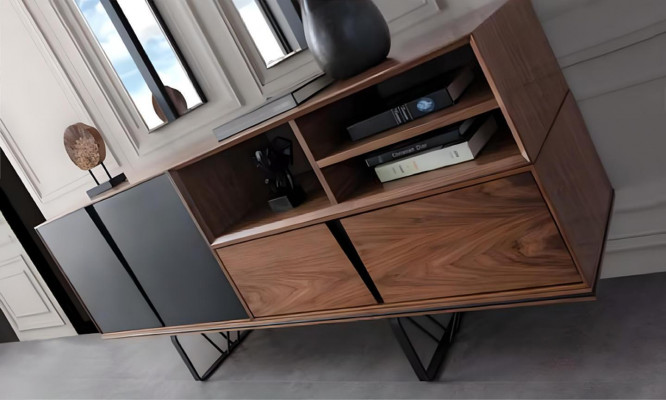 Iesseck Iesszëmmer Iessdësch Set 2tlg Anrichte Iesszëmmerdësch Brong Holz