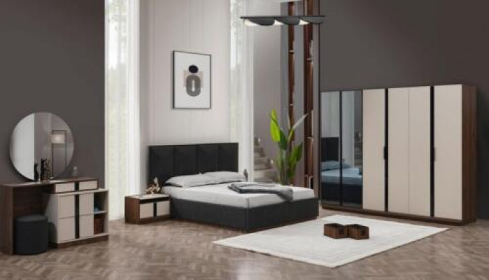 Komplett Duebelbett Bett Nuetsdëscher Schaf Beige 6-Stéck Schlofzëmmer