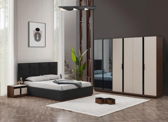Garnitur Schlofkummer Duebelbett Bett Nuetsdëscher Schaf Gro 4 Deeler