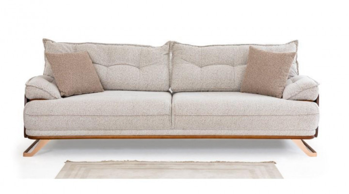 Zëtzergarnitur Dräisëtzer Fauteuil Sofa Polstersofa Stoffsëff Beige 3tlg