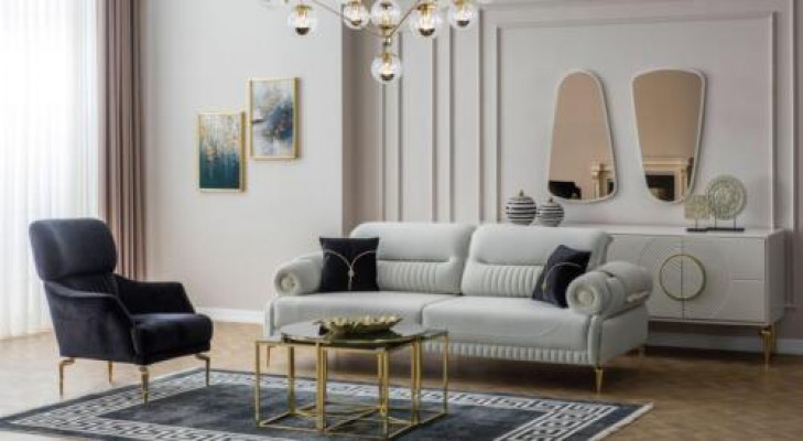 Grupp Canapéen Drésëtz Härenhäerz Canapé Gepolstert Canapé Stoffsanapé Blo 2-Deels