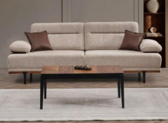 Stoffcouch Dräisëtzer Sofa 3 Sëtzer Canapé Polstersofa Beige Modern