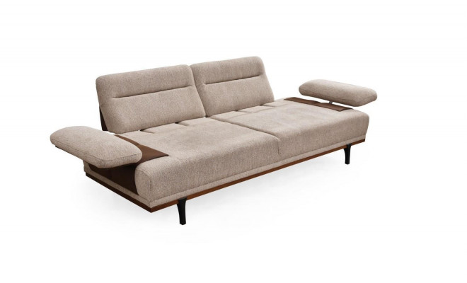Stoffcouch Dräisëtzer Sofa 3 Sëtzer Canapé Polstersofa Beige Modern