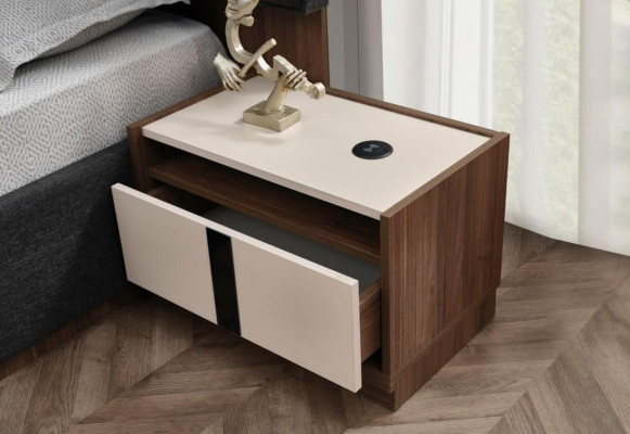 Duebett Garnitur Bett Noperldëscher Gro 3tlg Holz Schlofzëmmer Set
