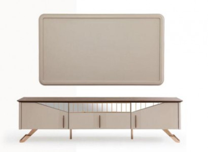 Wunnzëmmer TV Ständer Wandpanel RTV Lowboard Sideboard Holz Beige