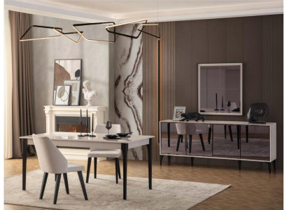 Garnitur Iessdësch 2tlg Anrichte Iesszëmmertisch Holz Wäiss Kommode