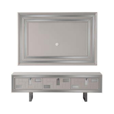 Wunnwand Sideboard TV-Stänner Wandpaneel Wäiss RTV Lowboard Modern