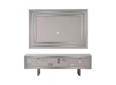 Wunnwand Sideboard TV-Stänner Wandpaneel Wäiss RTV Lowboard Modern