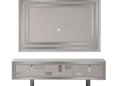 Wunnwand Sideboard TV-Stänner Wandpaneel Wäiss RTV Lowboard Modern
