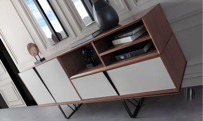 Schaf Säiteboard Kommode Holzschaf Anrichte Beige Holz Iesszëmmer